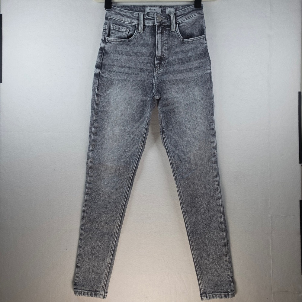 KanCan Nicole Ultra High Rise Ankle Skinny Jeans 26 Gray Acid Wash Kurvy